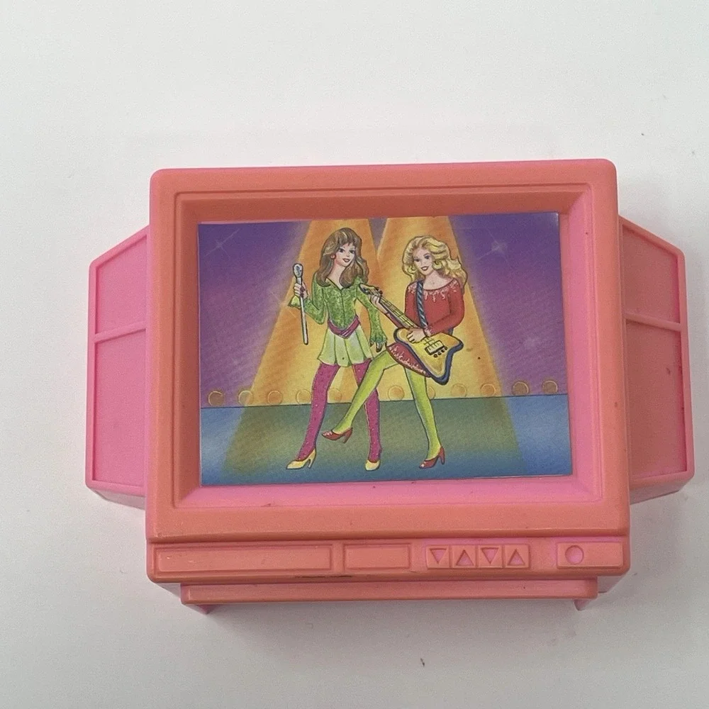 Vtg 1989 Barbie Home Entertainment Center Pink Stereo TV Speakers Mattel‎ Arco